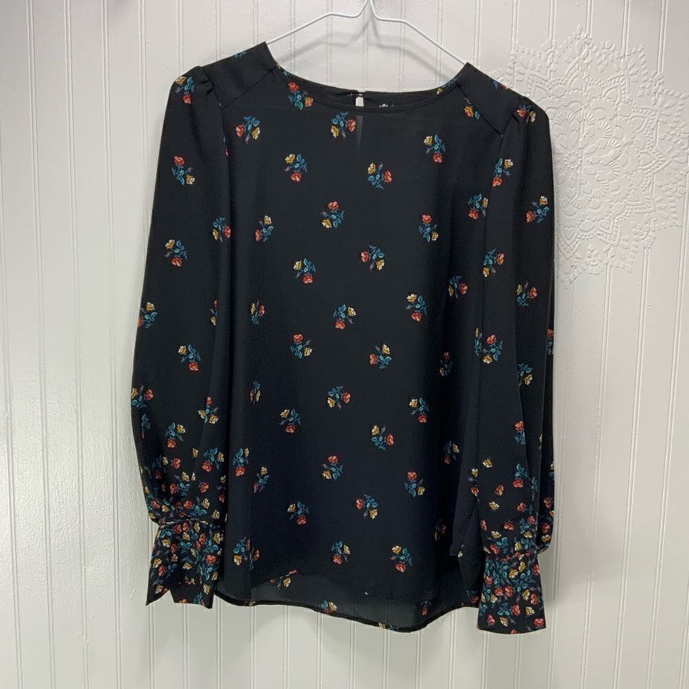 LOFT long sleeve floral blouse
